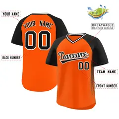 Orange Black Side Spot Raglan Pullover Baseball Jersey 2