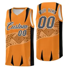 Orange Black Snake Scale Venomous Fang Graffiti Basketball Jersey 1