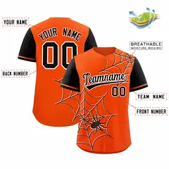 Orange Black Spider Web Raglan Authentic Baseball Jersey 2