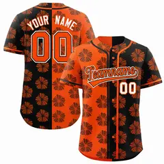 Orange Black Split Flower Graffiti Authentic Baseball Jersey 1