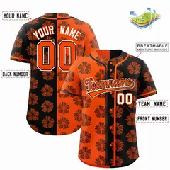 Orange Black Split Flower Graffiti Authentic Baseball Jersey 2