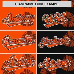 Orange Black Split Flower Graffiti Authentic Baseball Jersey 3