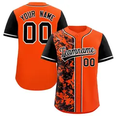 Orange Black Split Graffiti Raglan Sleeve Baseball Jersey 1
