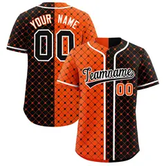 Orange Black Split Plaid Authentic Baseball Jersey 1