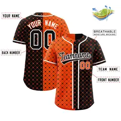 Orange Black Split Plaid Authentic Baseball Jersey 2