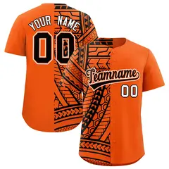 Orange Black Split Tribal Baseball Jersey