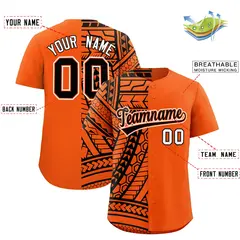 Orange Black Split Tribal Baseball Jersey 2