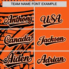 Orange Black Split Tribal Baseball Jersey 3