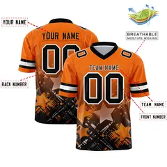 Orange Black Star Gradient Flag Football Jersey 2