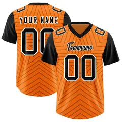 Orange Black Star Pattern Raglan Sleeves Football Jersey 1