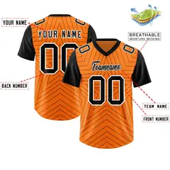 Orange Black Star Pattern Raglan Sleeves Football Jersey 2