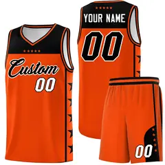 Orange Black Star Pattern Team Basketball Jersey