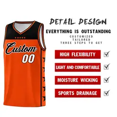 Orange Black Star Pattern Team Basketball Jersey 2