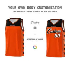 Orange Black Star Pattern Team Basketball Jersey 3