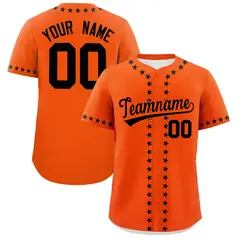Orange Black Star Ribbing Authentic Baseball Jersey 1