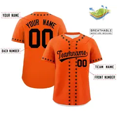 Orange Black Star Ribbing Authentic Baseball Jersey 2