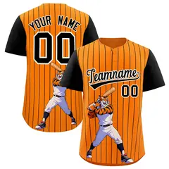 Orange Black Stripe Animals Graffiti Raglan Baseball Jersey