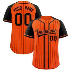 Orange Black Stripe Raglan Sleeves Fashion Baseball Jersey 1