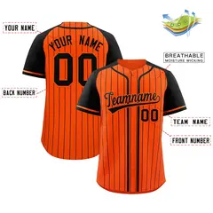 Orange Black Stripe Raglan Sleeves Fashion Baseball Jersey 2