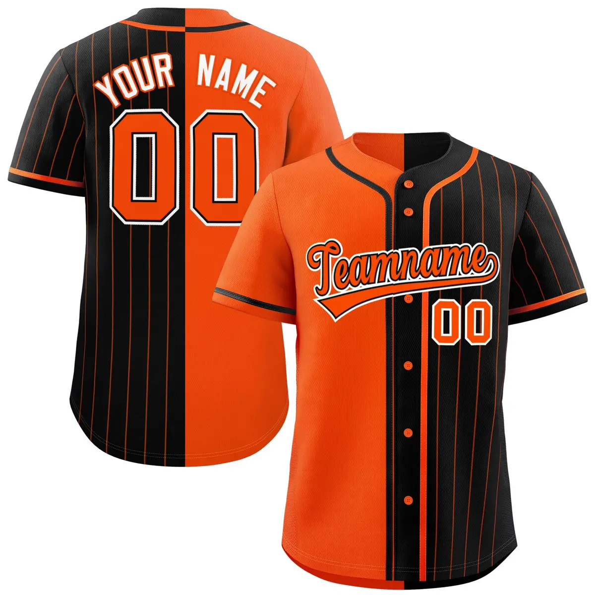 Orange Black Stripe-Solid Combo Authentic Baseball Jersey