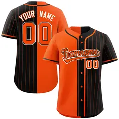 Orange Black Stripe-Solid Combo Authentic Baseball Jersey 1