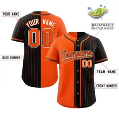 Orange Black Stripe-Solid Combo Authentic Baseball Jersey 2