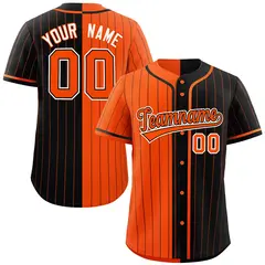 Orange Black Striped Two Tone Authentic Baseball Jersey 1