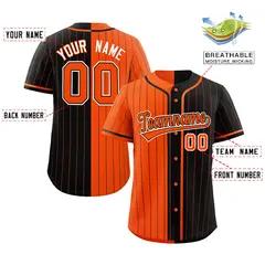 Orange Black Striped Two Tone Authentic Baseball Jersey 2