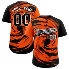 Orange Black Swirl Graffiti Baseball Jersey