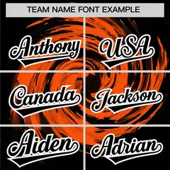 Orange Black Swirl Graffiti Baseball Jersey 3