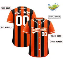 Orange Black Thick Stripe Authentic Baseball Jersey 2
