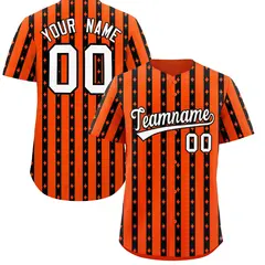 Orange Black Thick Stripes Star Pattern Baseball Jersey