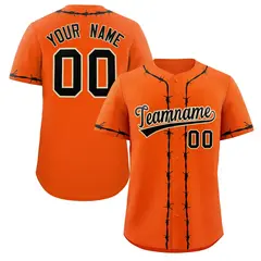Orange Black Thorns Ribbed Authentic Classic Baseball Jersey