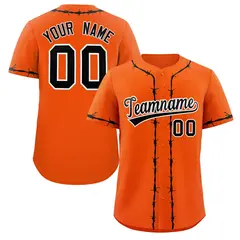 Orange Black Thorns Ribbed Authentic Classic Baseball Jersey 1