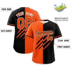 Orange Black Tiger Claw Scratch Split Baseball Jersey 2