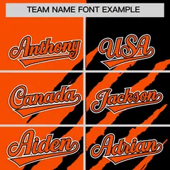 Orange Black Tiger Claw Scratch Split Baseball Jersey 3