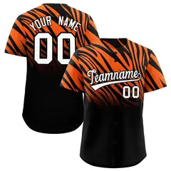 Orange Black Tiger Stripe Gradient Baseball Jersey