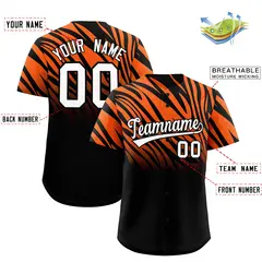 Orange Black Tiger Stripe Gradient Baseball Jersey 2