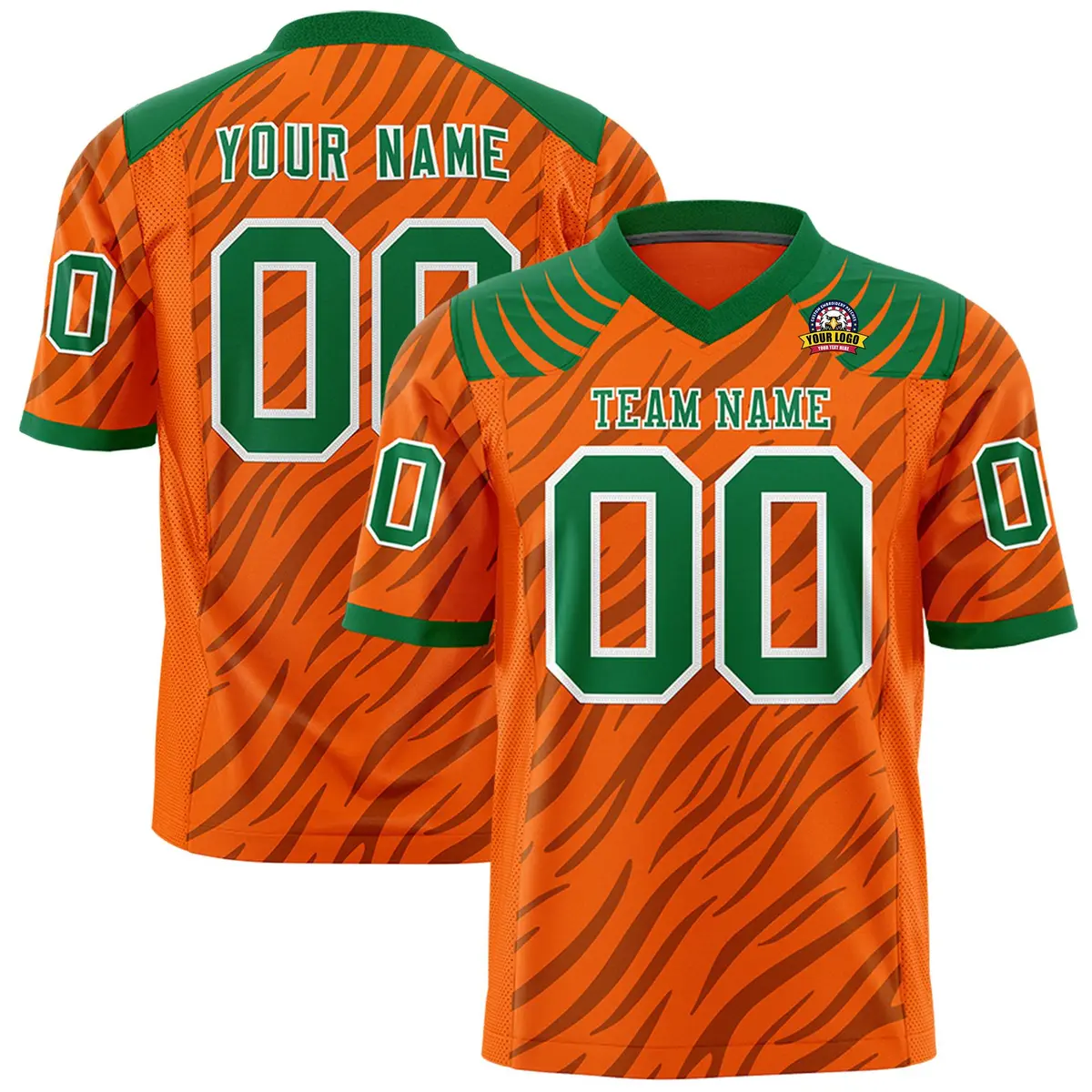 Orange Black Tiger Stripe Graffiti Pattern Football Jersey