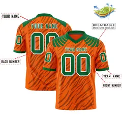 Orange Black Tiger Stripe Graffiti Pattern Football Jersey 2