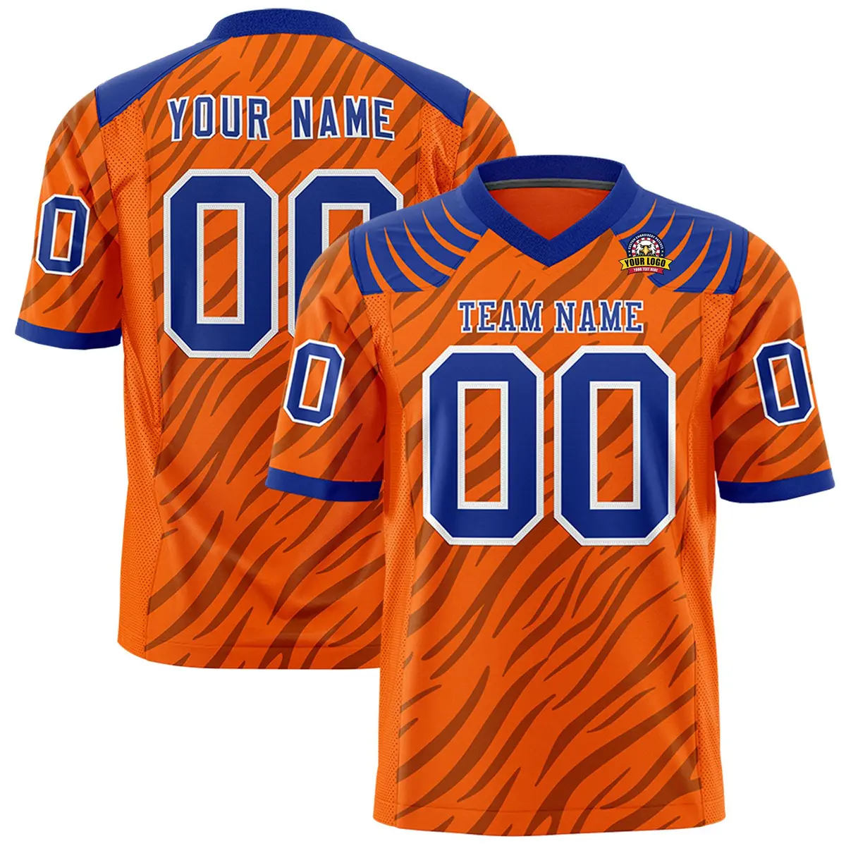 Orange Black Tiger Stripe Graffiti Pattern Football Jersey