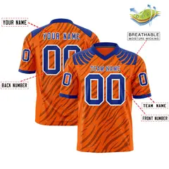 Orange Black Tiger Stripe Graffiti Pattern Football Jersey 2