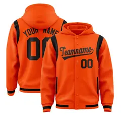Orange Black Varsity Letterman Shoulder Color Block Jacket Hoodie 1