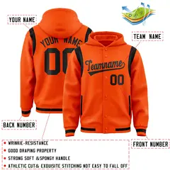 Orange Black Varsity Letterman Shoulder Color Block Jacket Hoodie 4