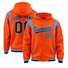Orange Black Varsity Letterman Shoulder Color Block Jacket Hoodie 1