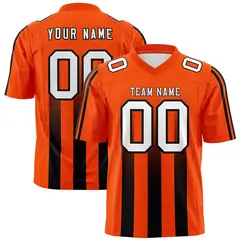 Orange Black Vertical Fine Stripe Gradient Football Jersey 1