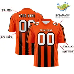 Orange Black Vertical Fine Stripe Gradient Football Jersey 2