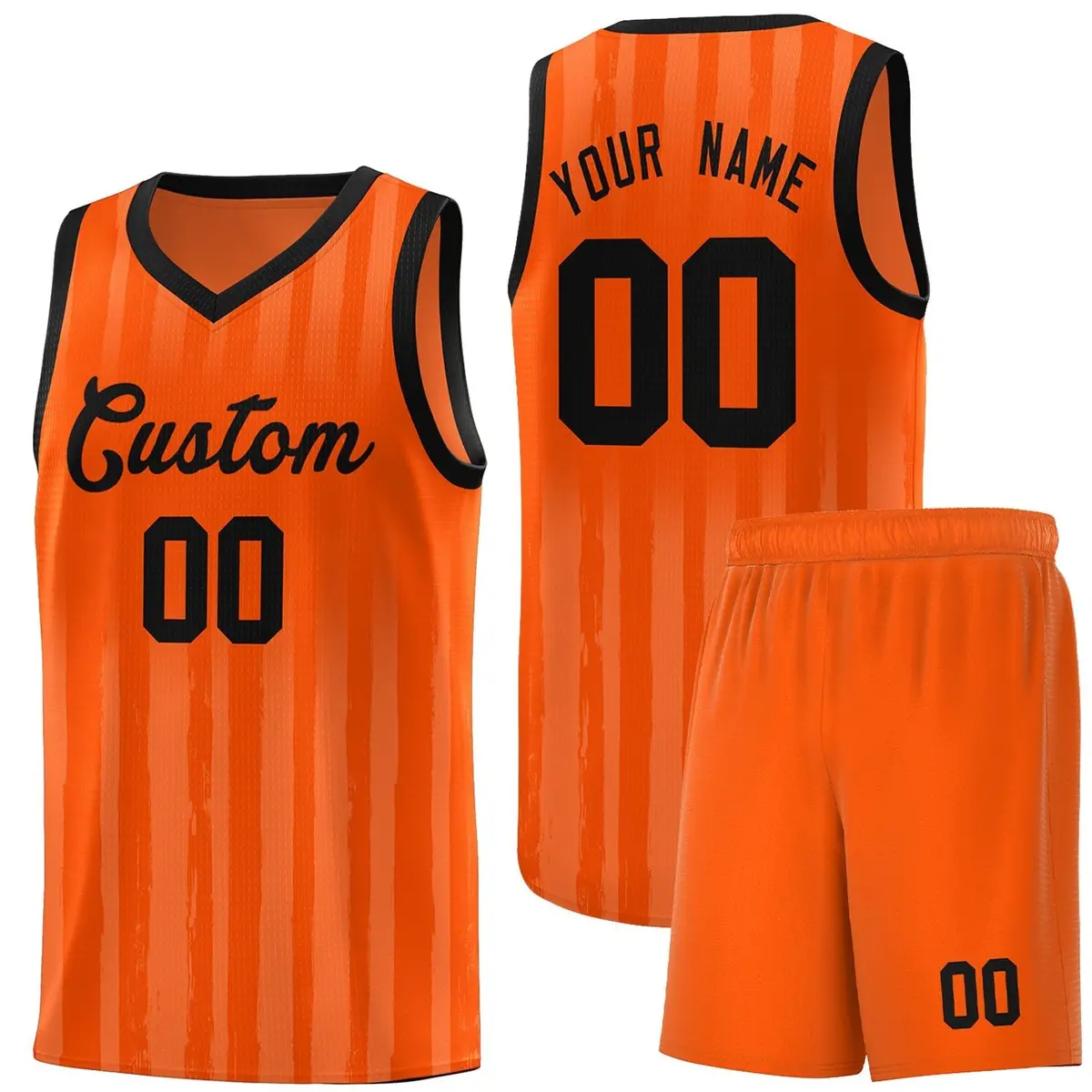 Orange Black Vertical Stripe Basketball Jersey