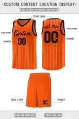 Orange Black Vertical Stripe Basketball Jersey 2