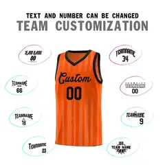 Orange Black Vertical Stripe Basketball Jersey 3